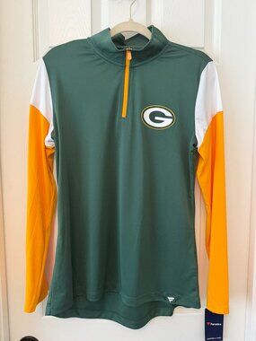 Fanatics Green Bay Packers Quarter Zip Pullover NWT Large Green Gold
